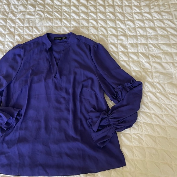 Eloquii Purple Long-Sleeve work Blouse - Picture 2 of 9